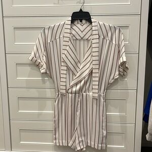 MAJE Imaly Rayure striped satin short playsuit size 1